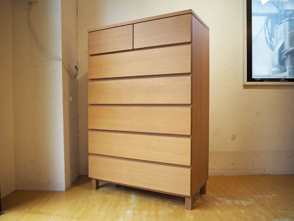 無印良品 MUJI オーク材 6段7杯 チェスト 脚付き ナチュラルカラー シンプルデザイン 廃盤 中古品 買い取りしました。