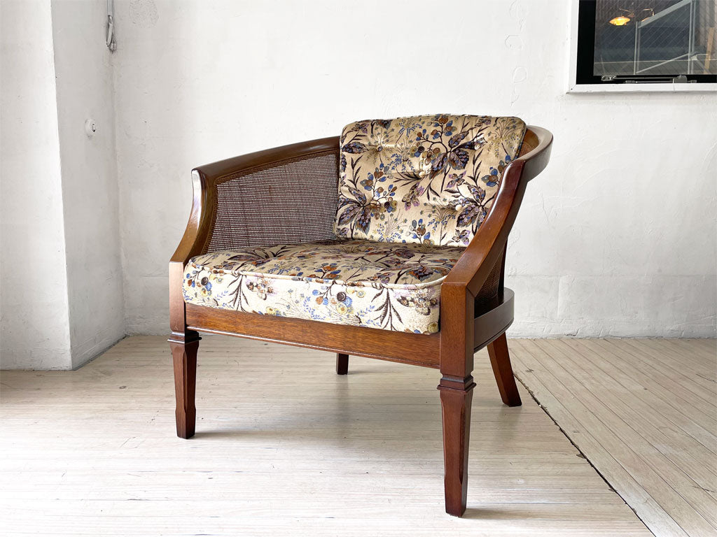 マルニ木工 maruni 地中海シリーズ ニース アームチェア シングルソファ 肘掛けラタン編み ヨーロピアンクラシカルデザイン 中古品 買い取りしました。