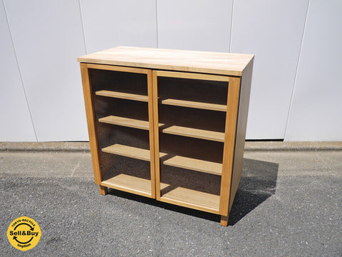 無印良品 MUJI タモ材 キャビネット ガラス扉 幅80 ナチュラル~無駄なく実用的でスッキリ。【買取と販売とレンタルのお店】