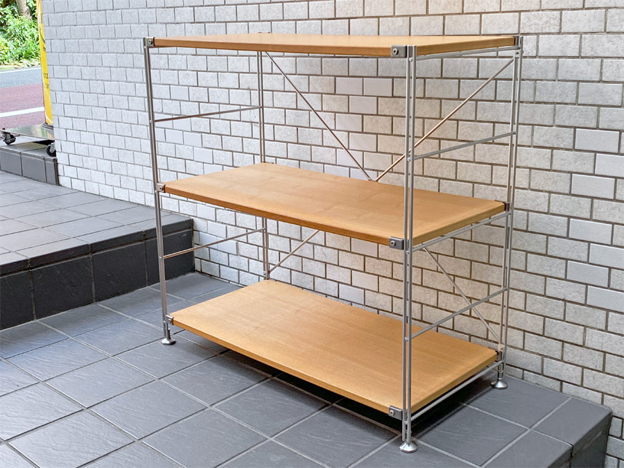 無印良品 MUJI ステンレスユニットシェルフ 3段 タモ材 オープンシェルフ W84cm ナチュラル シンプルモダン 　中古品 買い取りしました。