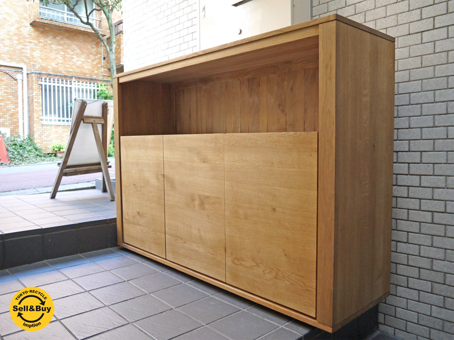 オーク無垢材 クラフト家具 リビングサイドボード カウンターキャビネット 節 ナチュラル シンプルモダン 　中古品 買い取りしました。