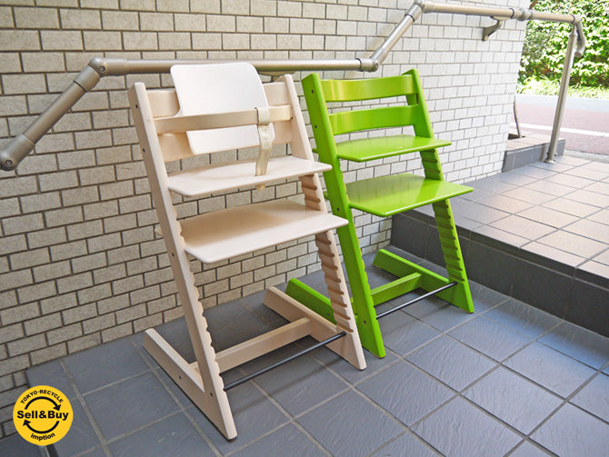 ストッケ STOKKE トリップトラップ TRIPP TRAPP ベビーチェア 新型 木製ガード ホワイトウォッシュ&グリーン ステップアップハイチェア 　中古品 買い取りしました！ 自由が丘店 出張買取もお任せください。