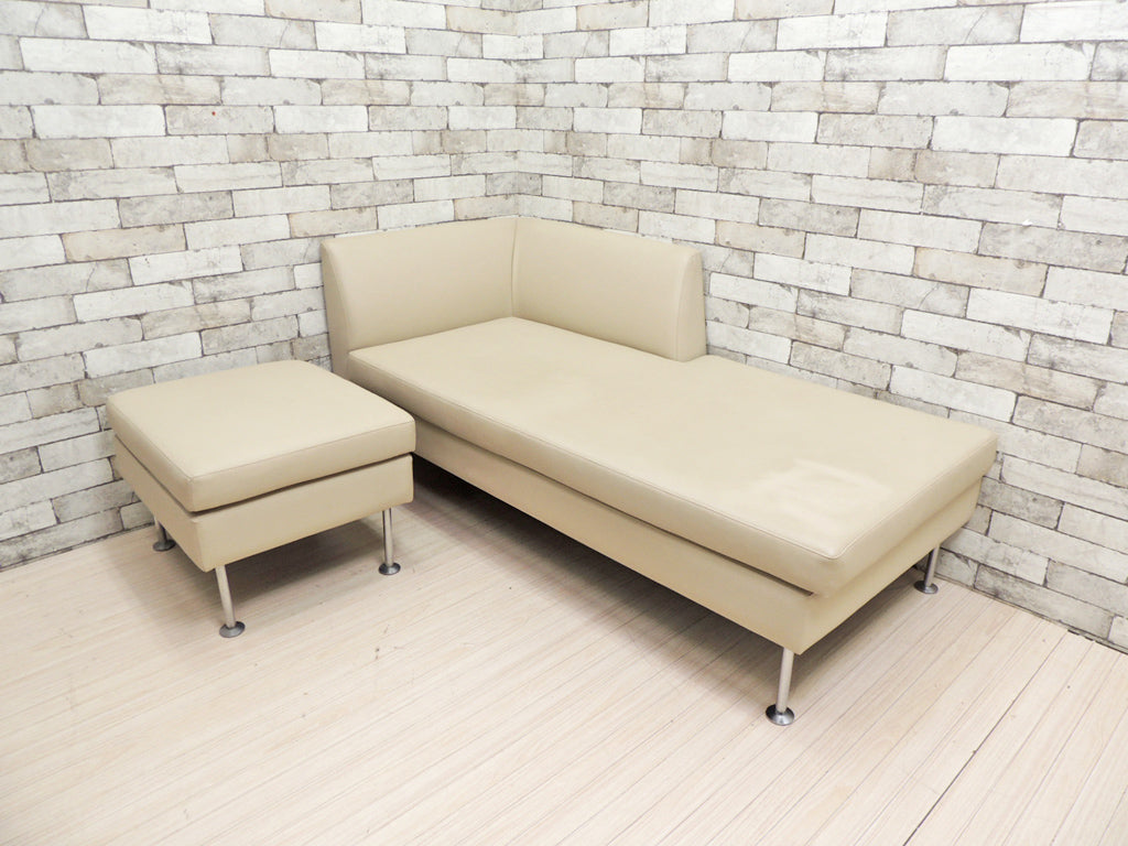ワイズ フォー リビング Y's for living ラウンジソファ LOUNGE SOFA + オットマン OTTOMAN カウチソファ グレージュ系カラー 合皮 モダン  中古品 買い取りしました。