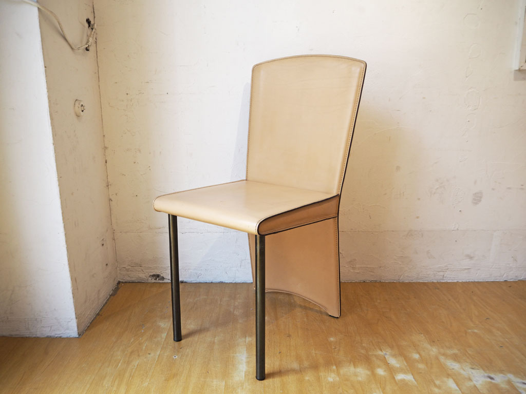 ザノッタ Zanotta アイーダチェア Aida chair ダイニングチェア サドルレザー ポストモダン アンドレア・ブランジ イタリア A 中古品 買い取りしました。