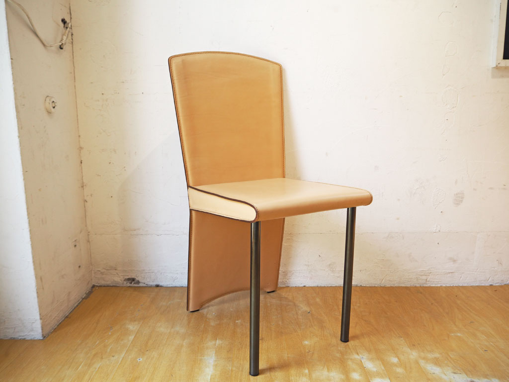 ザノッタ Zanotta アイーダチェア Aida chair ダイニングチェア サドルレザー ポストモダン アンドレア・ブランジ イタリア B 中古品 買い取りしました。