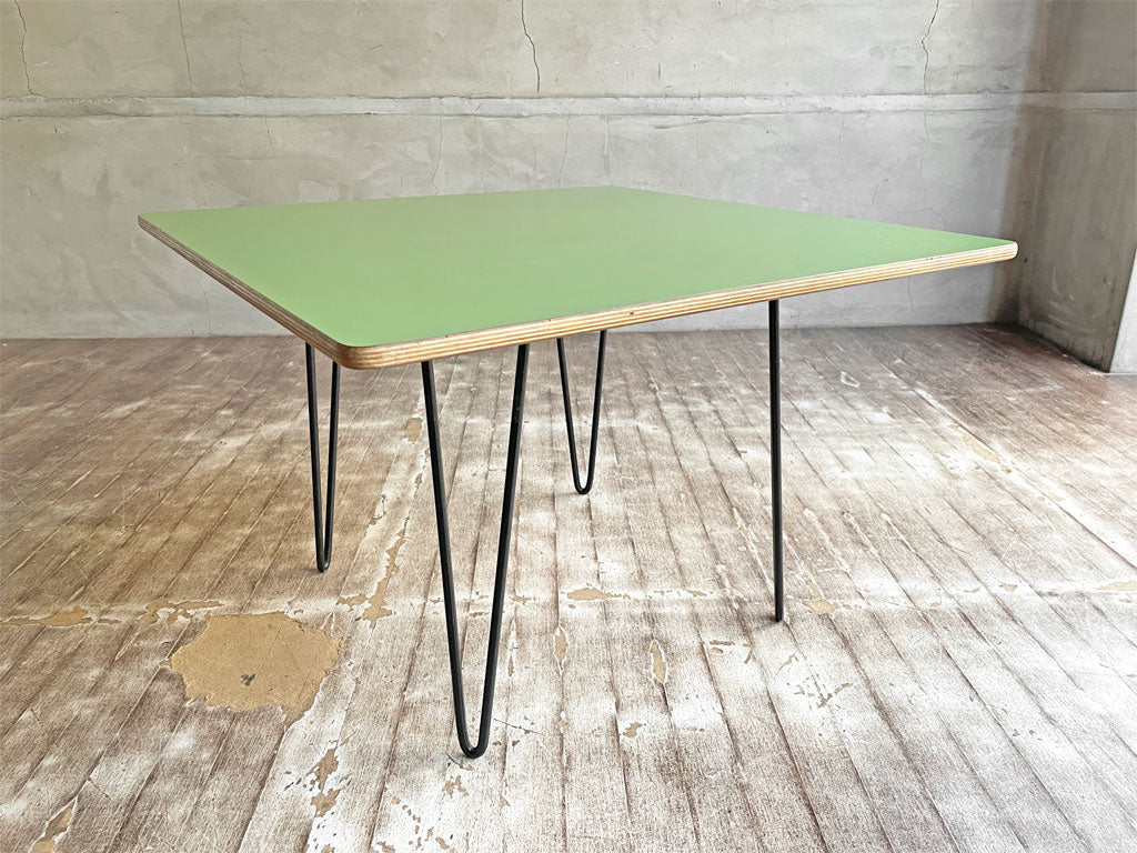 デンマークビンテージ Danish vintage コーヒーテーブル サイドテーブル リメイク メラミントップ グリーン 北欧 ミッドセンチュリーデザイン 中古品 買い取りしました。