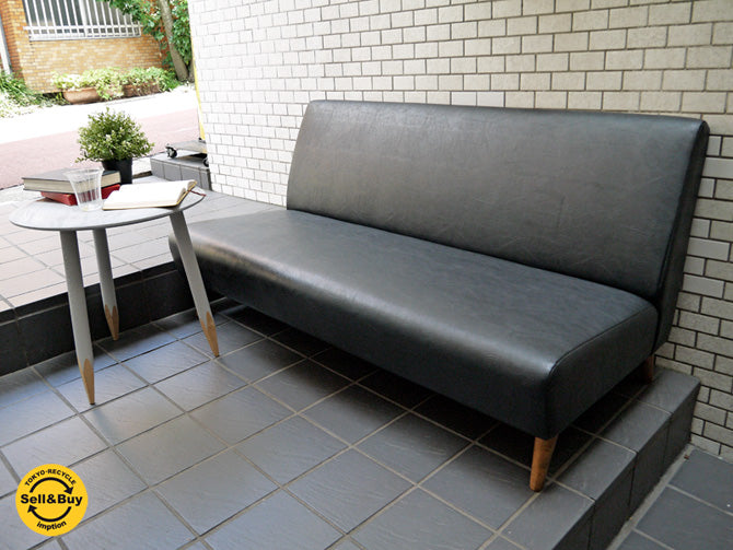 トラックファニチャー TRUCK FUNITURE ナップ NAP SOFA 1400 二人掛けソファ ナラ無垢材 PVCレザー ブラック ～シンプルで飽きのこない永遠のソファ～ 【 買取と販売とレンタルのお店 】