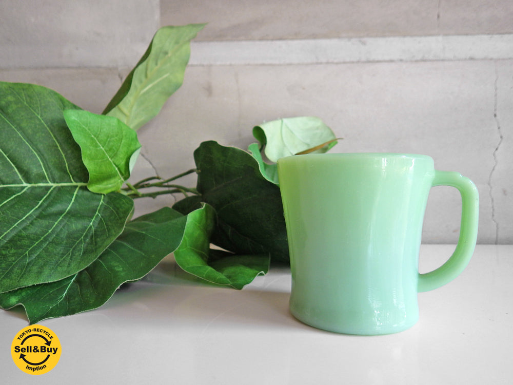 ファイヤーキング FIRE KING ジェダイ Jadeite Dハンドルマグ マグカップ ミルクガラス 1950s ビンテージ  中古品 買い取りしました。