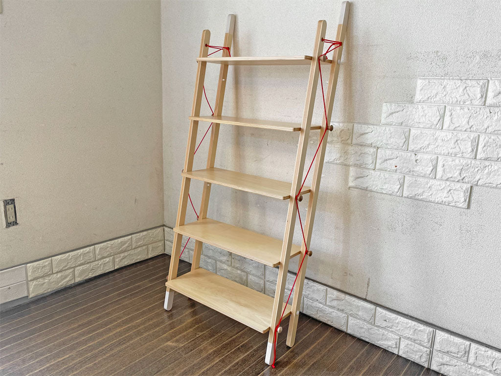 アボード abode ラダーラック ダブル オープンシェルフ シューズラック 折りたたみ ビーチ材 プライウッド ナチュラルモダン 国産家具 定価38,500円 中古品  買い取りしました。