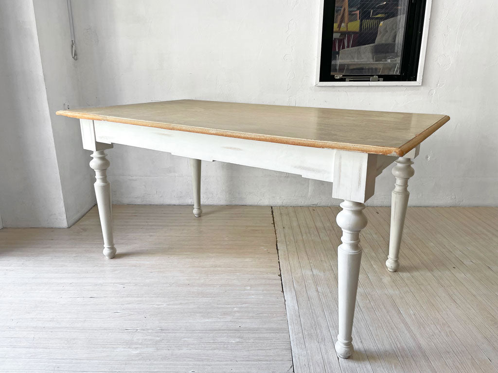 フランフラン Francfranc ログ ダイニングテーブル ホワイトペイント シャビーシック フレンチカントリースタイル 中古品 買い取りしました。
