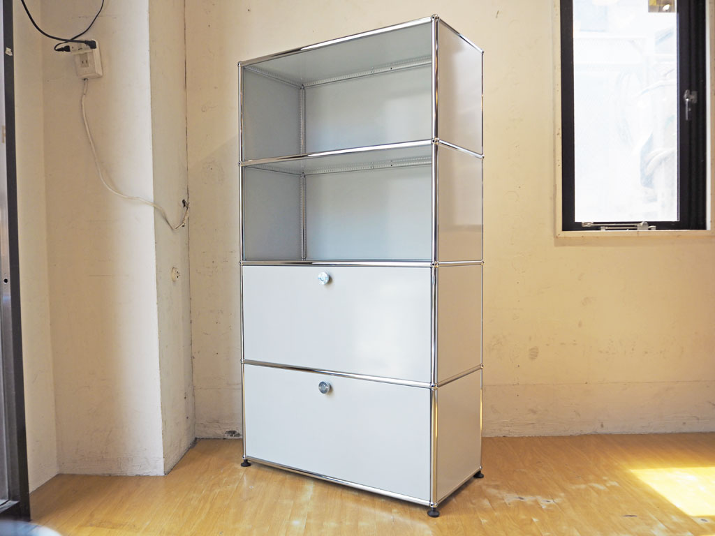 USMモジュラーファニチャー USMハラーシステム 1列4段 ドロップダウンドア×エクステンションドア キャビネット ライトグレー 中古品 買い取りしました。