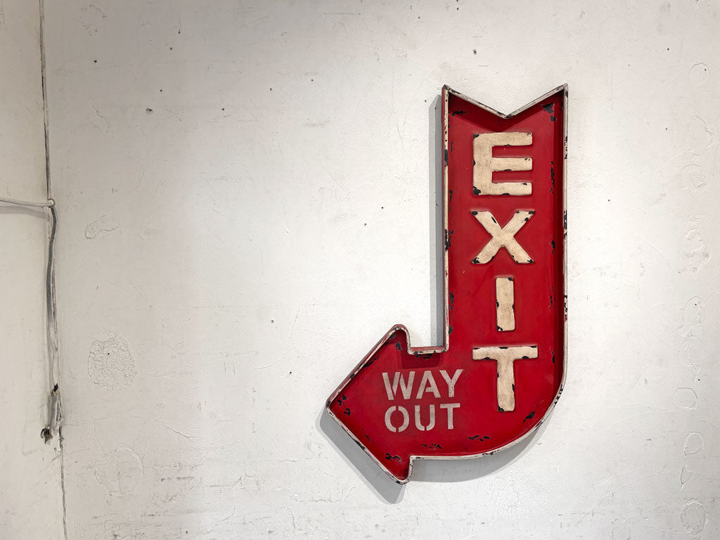 USビンテージスタイル ウォールサイン 看板 オーナメント ブリキ製 EXIT WAY OUT アメリカン レトロ 中古品 買い取りしました。