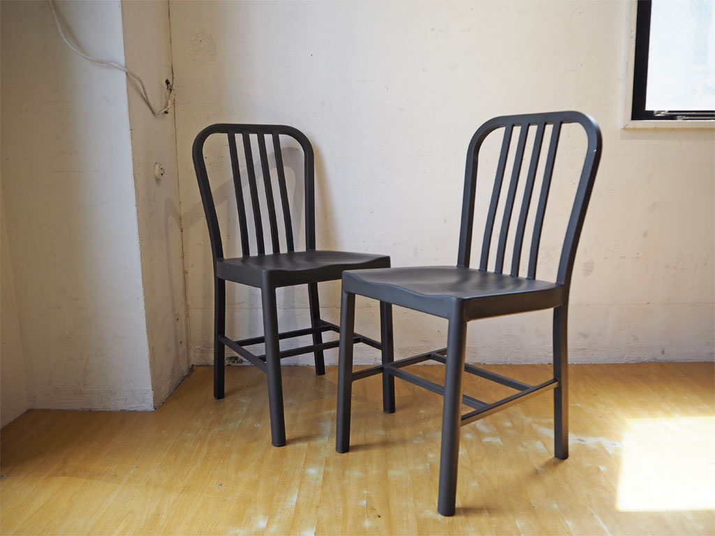 インダストリアル スチールチェア 2脚セット エメコチェア風 ブラックスチール 中古品 買い取りしました。