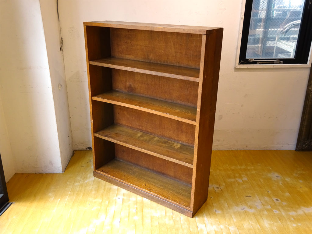 ジャパンビンテージ Japan Vintage 木味 ブックシェルフ 本棚 書棚 飾り棚 オーク無垢材 楢材 昭和レトロ 古道具 中古品 買い取りしました。
