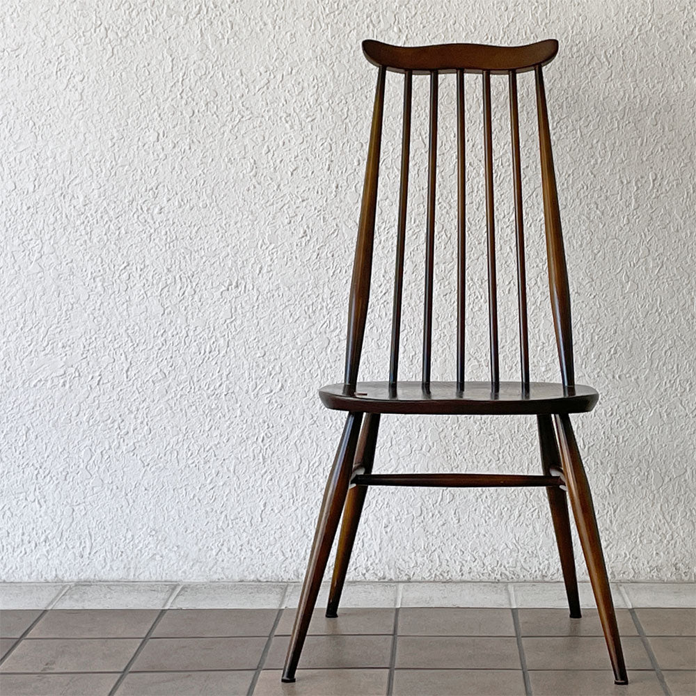  【用賀店】アーコール Ercol ゴールドスミス ダイニングチェア コロニアル ハイバック エルム材 ダークブラウン ブルーラベル UKビンテージ 英国 買取させていただきました。