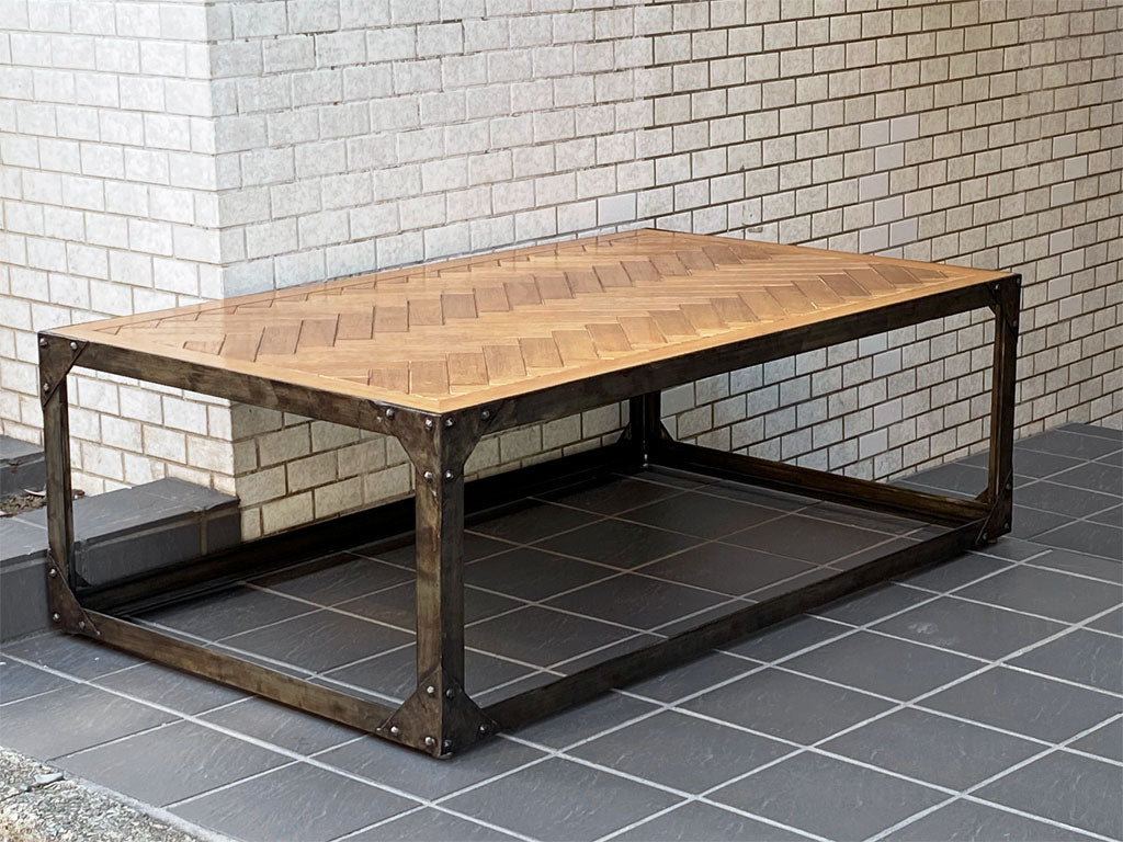 フライミーファクトリー FLYMEe Factory コーヒーテーブル Coffee Table ヘリンボーン アイアンフレーム インダストリアルスタイル 中古品 買い取りしました。