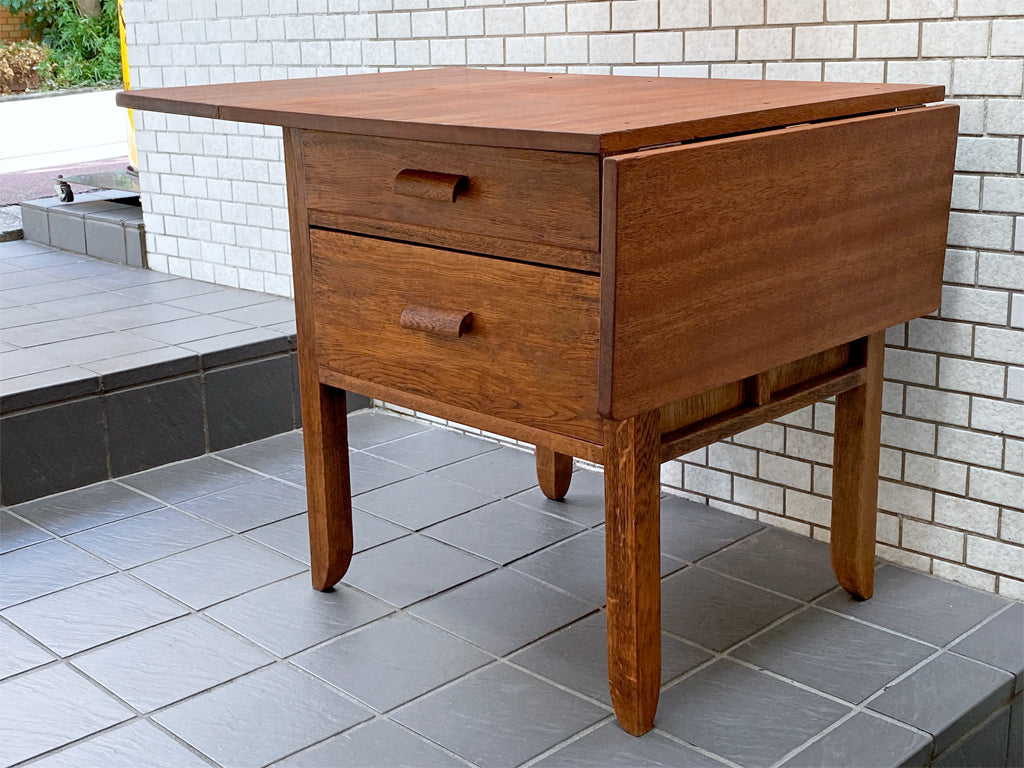 ジャパンビンテージ Japan Vintage 木味 バタフライテーブル 作業台 抽斗2杯 伸長式 昭和レトロ 　中古品 買い取りしました。