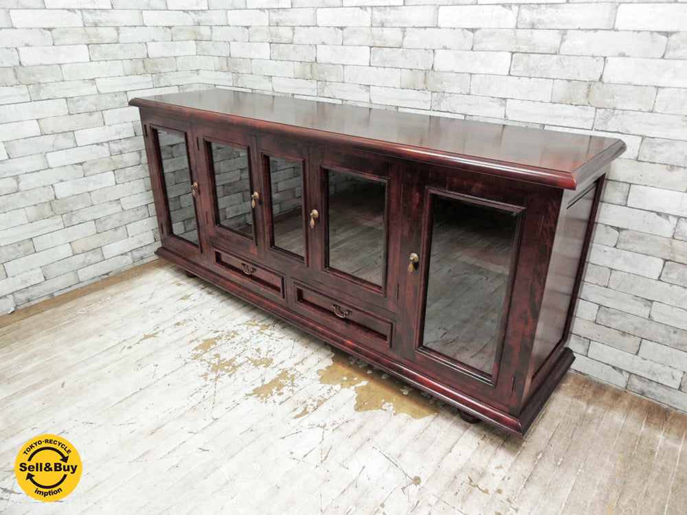 九州民芸家具 サイドボード ミズメザクラ ガラス扉 引き出し2杯 W180cm  中古品 買い取りしました。