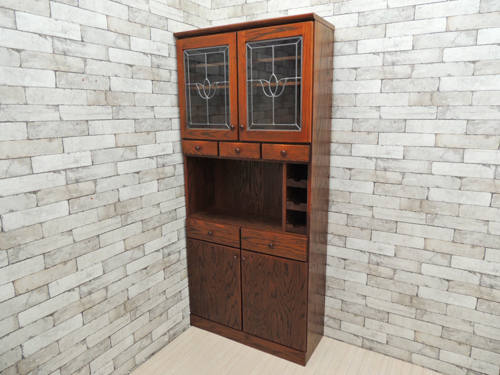 三越ブルージュ Brugge ナラ無垢材 キャビネット ステンドグラス 横浜ダニエル取扱い 三越環境デザイン   中古品 買い取りしました。