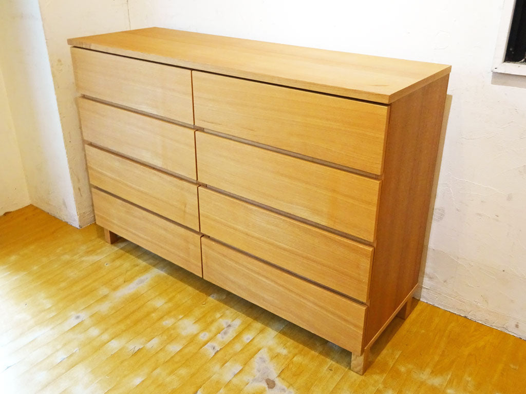 無印良品 MUJI タモ材 ワイドチェスト 2列4段 ナチュラル 廃盤 シンプルナチュラル 中古品 買い取りしました。