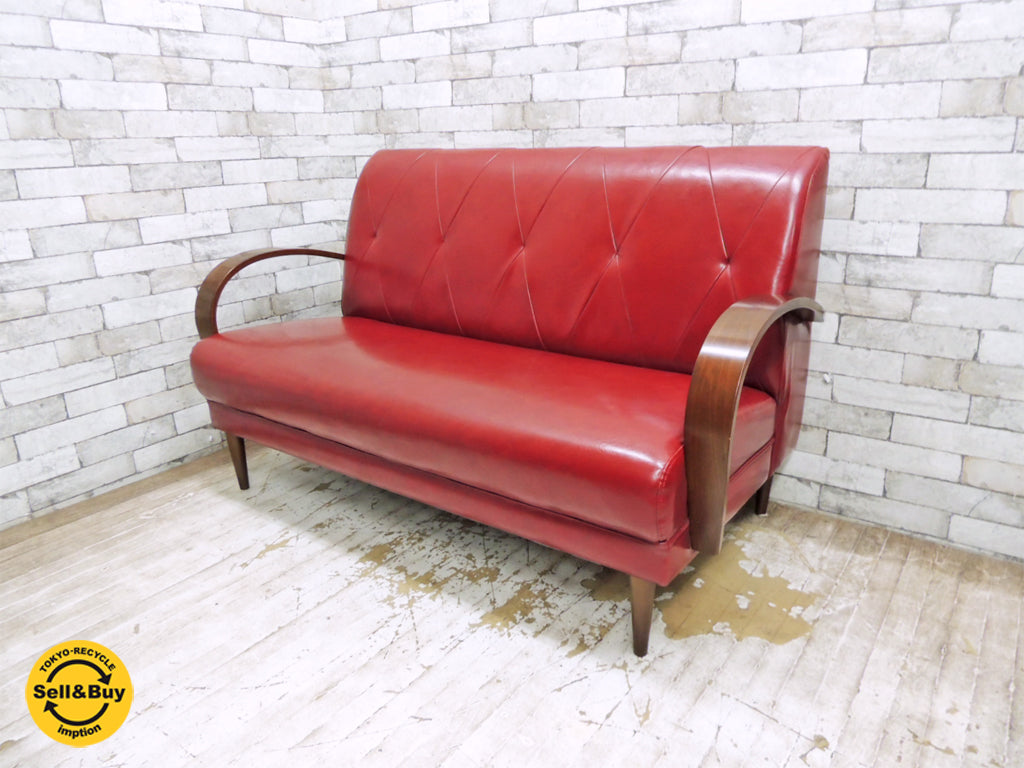 ビーカンパニー B-company ニューレザーシリーズ クルーべ 2.5人掛け ソファ レンガ 中古品 買い取りしました。