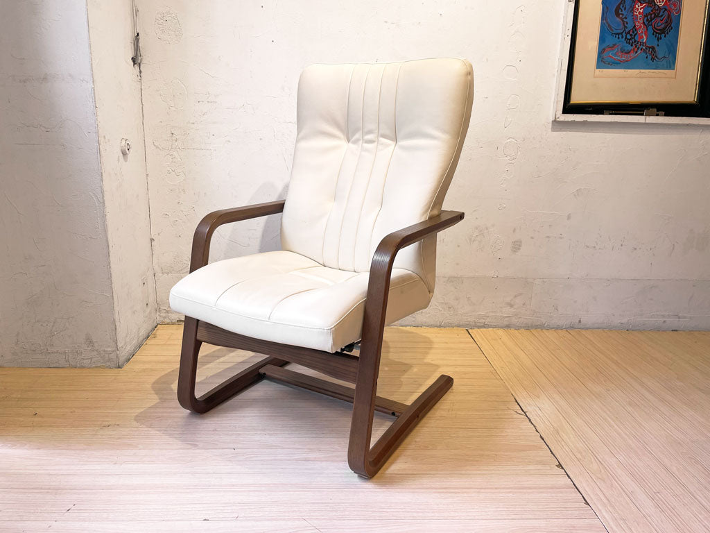 富士ファニチア Fuji furniture フジファニチャー リクライニング パーソナルチェア ソフトレザー オーク材 カンチレバーフレーム 中古品 買い取りしました。