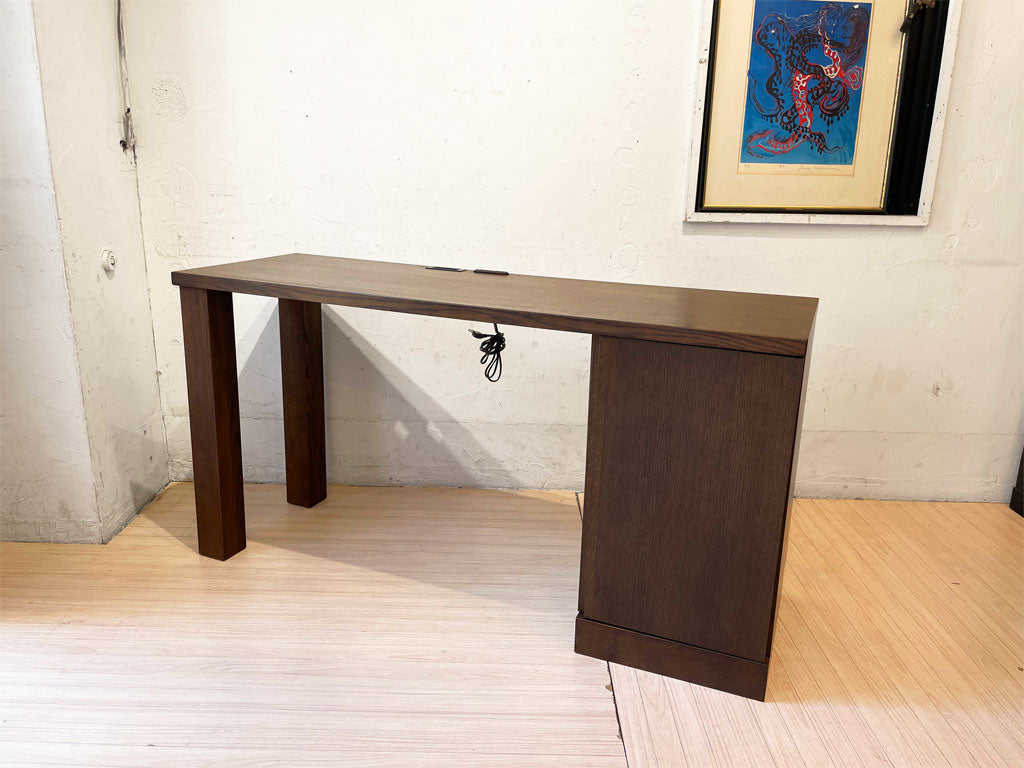 シラカワ家具 Shirakawa 白川家具 オーク無垢材 ドレッサーデスク コンソール ダークブラウン 和モダン 飛騨家具 コンセント付 中古品 買い取りしました。