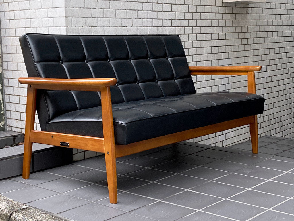 カリモク60 karimoku60 Kチェア 2シーター ソファ スタンダードブラック 60's レトロモダン ミッドセンチュリー 中古品 買い取りしました。