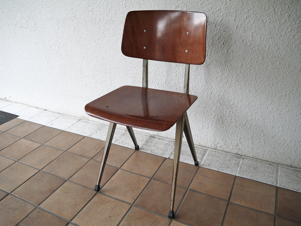 ガルファニタス Galvanitas MODEL S.16 ダイニングチェア レッドブラウン セメントグレイ コンパスレッグ ミッドセンチュリー オランダ 中古品 買い取りしました。