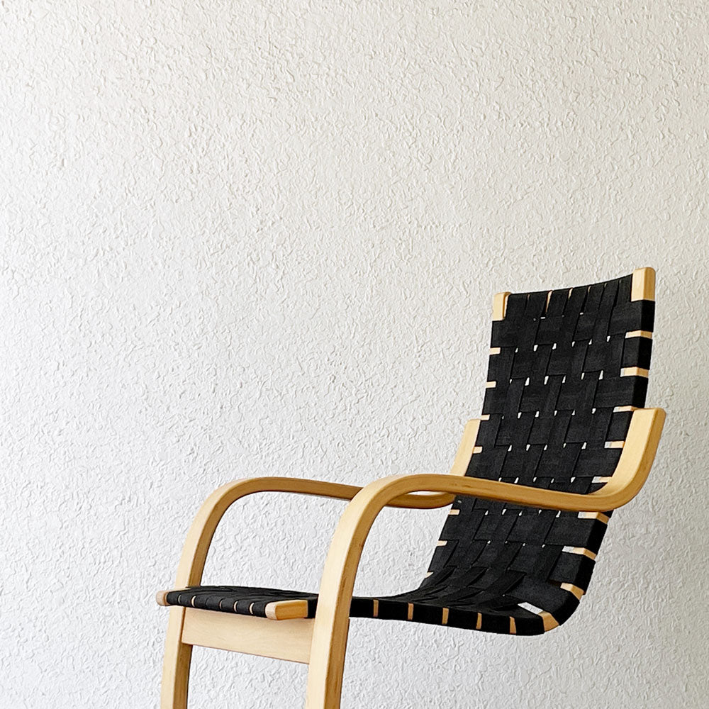 アルテック Artek アームチェア406 Armchair 406 ラウンジチェア イージーチェア アルヴァ・アアルト Alvar Aalto バーチ材 カンチレバー ウェービングテープ ブラック 定価¥256,300-　～ひと掴みの雲に、身を任せるように。～