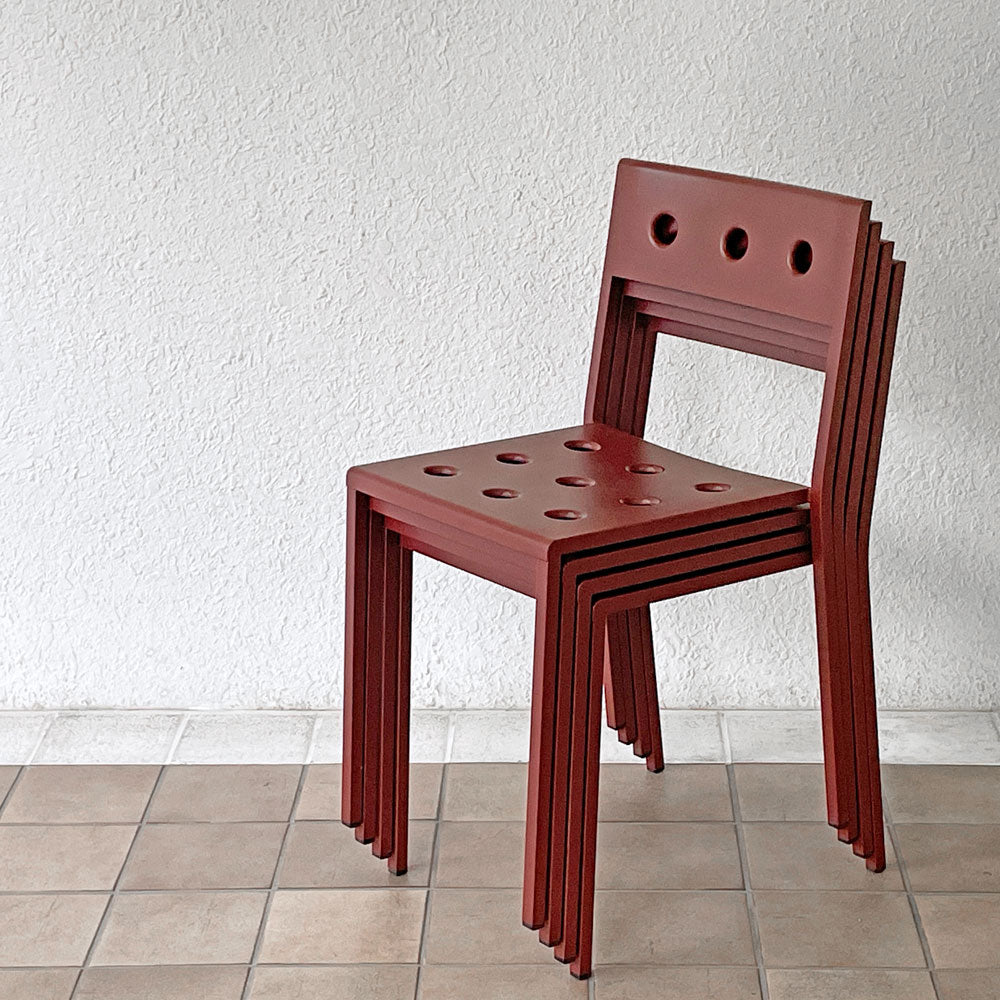  【用賀店】ヘイ HAY バルコニーチェア BALCONY CHAIR 屋外用 ダイニングチェア アームレス スタッキング スチール アイアンレッド 北欧 デンマーク 定価44,000円 計4脚買取させていただきました。