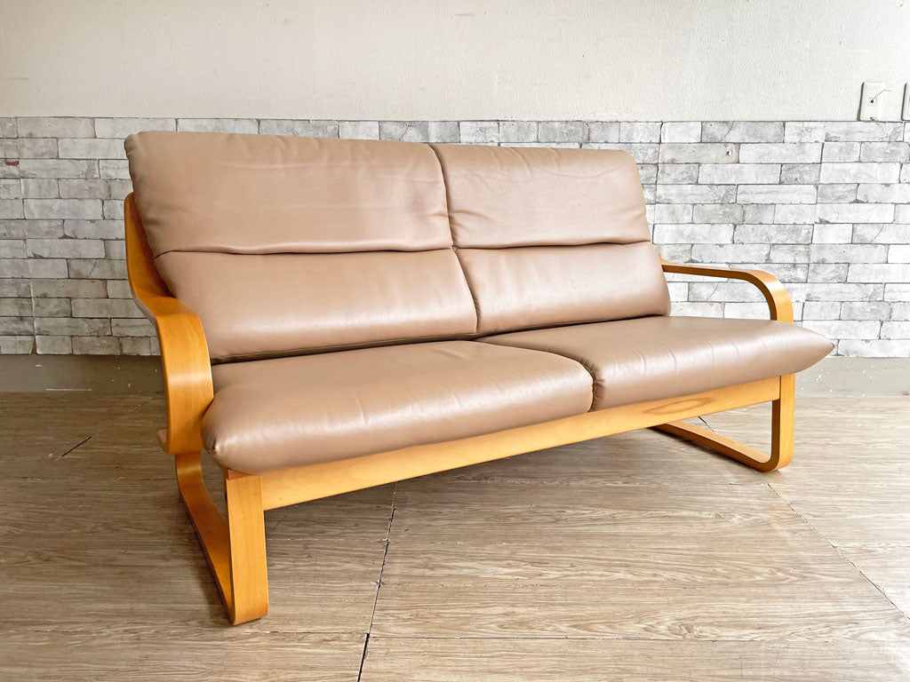 冨士ファニチア FUJI FURNITURE L786HF 2人掛けソファ プライウッド PVCレザー ベージュ系 中古品 買い取りしました。