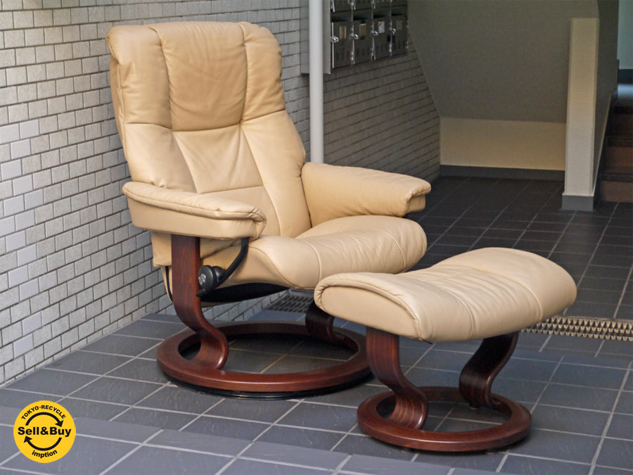 エコーネス EKORNES メイフェア Myfair ストレスレス Stressless リクライニングチェア オットマンセット Mサイズ 現行モデル 上位機種 美品 北欧 ノルウェー   　中古品 買い取りしました。