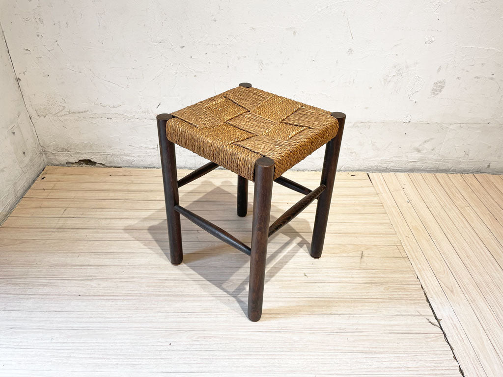 ビンテージ民芸家具 スツール Stool ラッシ編 高さ44ｃｍ ブナ材無垢 古道具 和家具 中古品 買い取りしました。