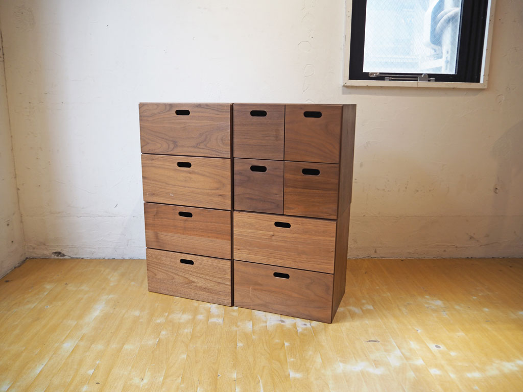無印良品 MUJI スタッキングキャビネット ウォールナット 4個セット 2段×3 4杯×1 中古品 買い取りしました。