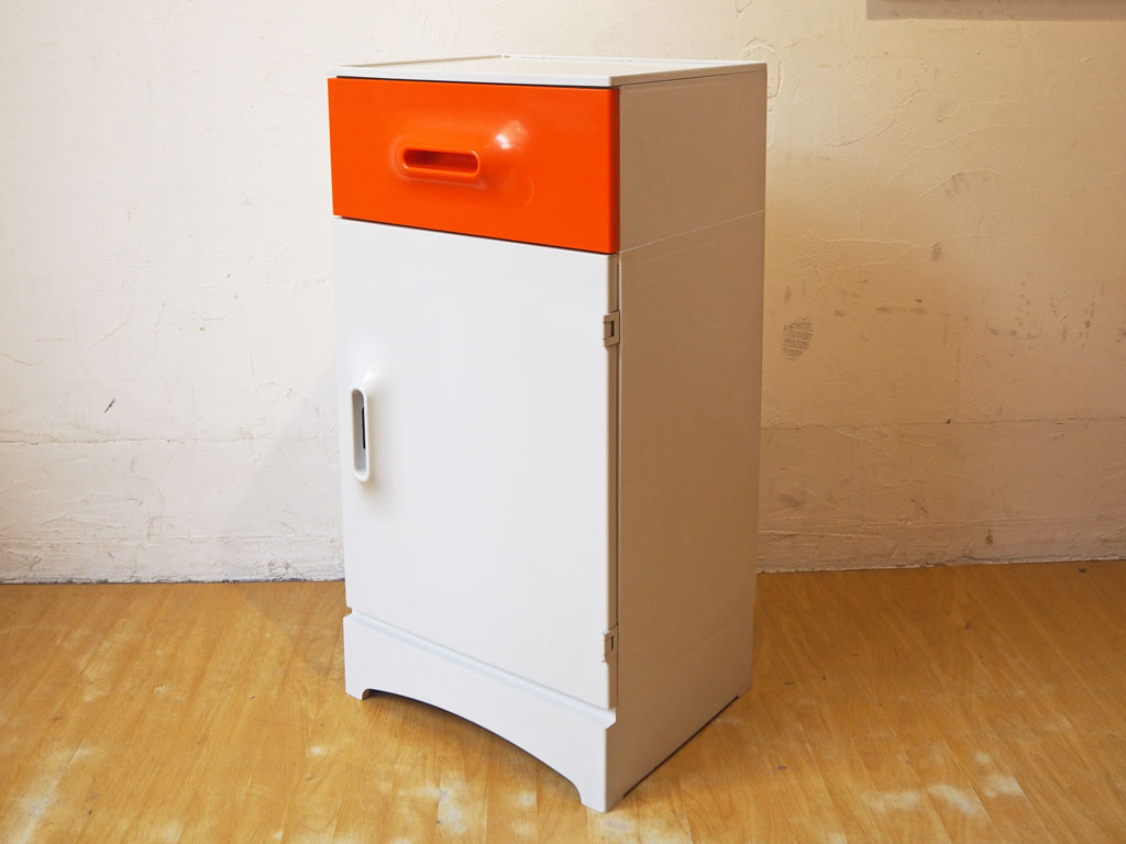 スペースエイジデザイン テレフォンラック 2段 キャビネット レトロポップカラー 中古品 買い取りしました。