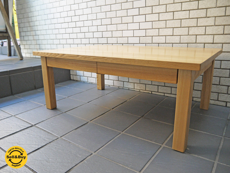 無印良品 MUJI タモ材 木製 ローテーブル 引き出し w90cm ナチュラル　中古品 買い取りしました！ 自由が丘店 出張買取もお任せください。