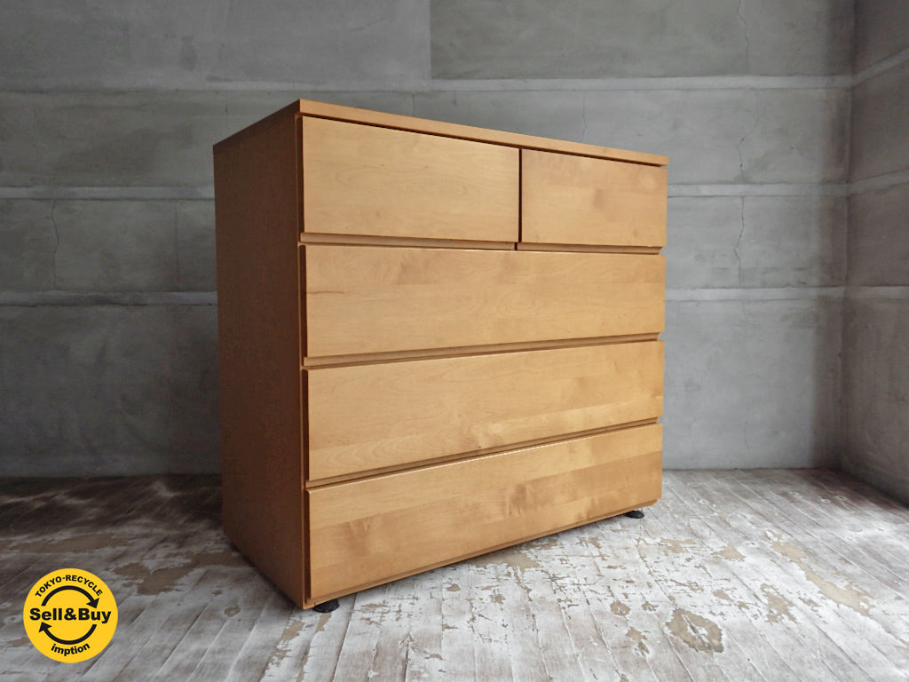 無印良品 MUJI バーチ材 4段 チェスト 引き出し収納 幅89cm  中古品 買い取りしました。学芸大学店 出張買取もお任せ下さい。