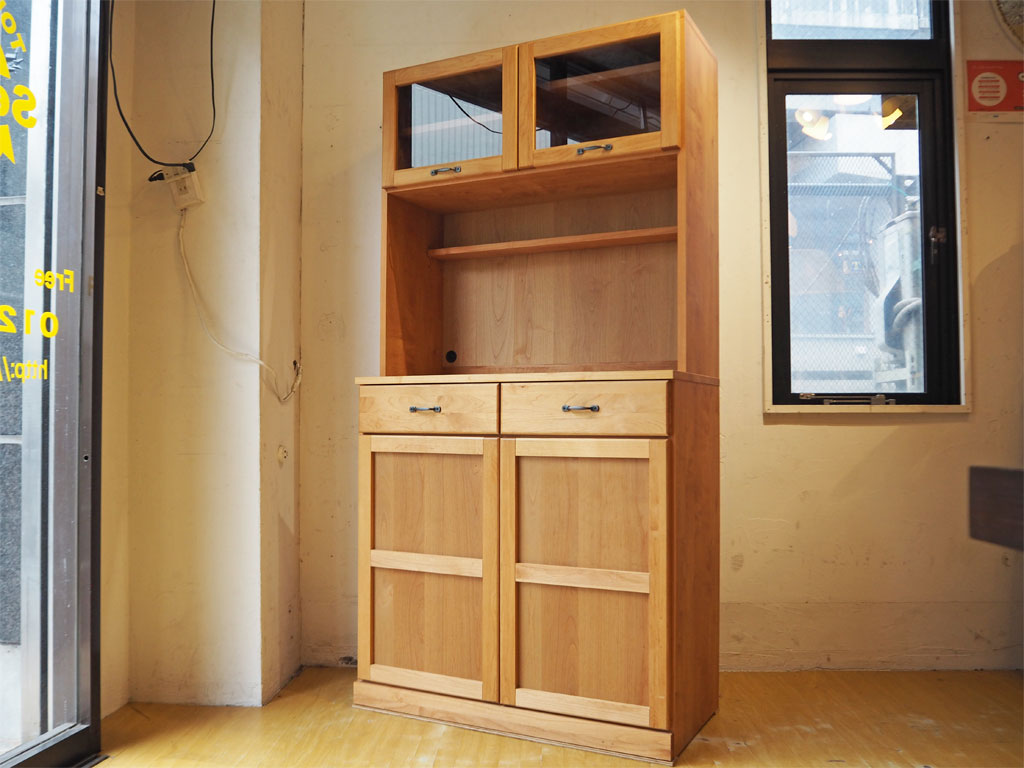 モモナチュラル Momo Natural ヴィボ VIBO オープンタイプ キッチンボード カップボード 食器棚 アルダー材 中古品 買い取りしました。