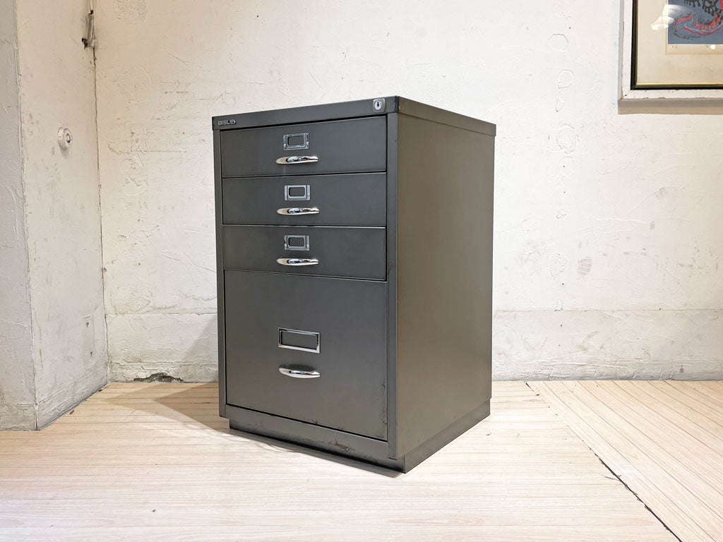 ビスレー BISLEY Fシリーズ 1F3 ファイリング キャビネット Filling cabinet 4段 スレート シルバー ノーマルベース イギリス 英国 中古品 買い取りしました。
