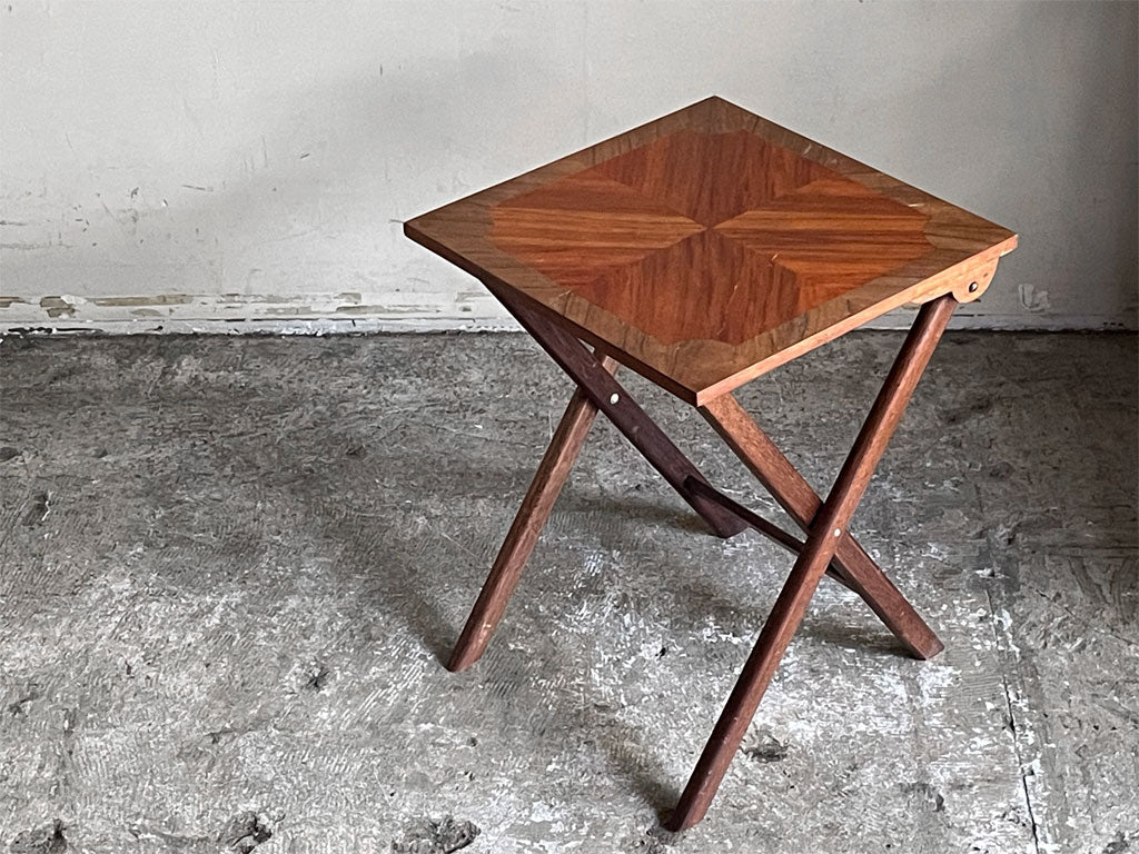 WOODFLEX PHILS ビンテージ フォールディングテーブル サイドテーブル 寄木天板 中古品 買い取りしました。