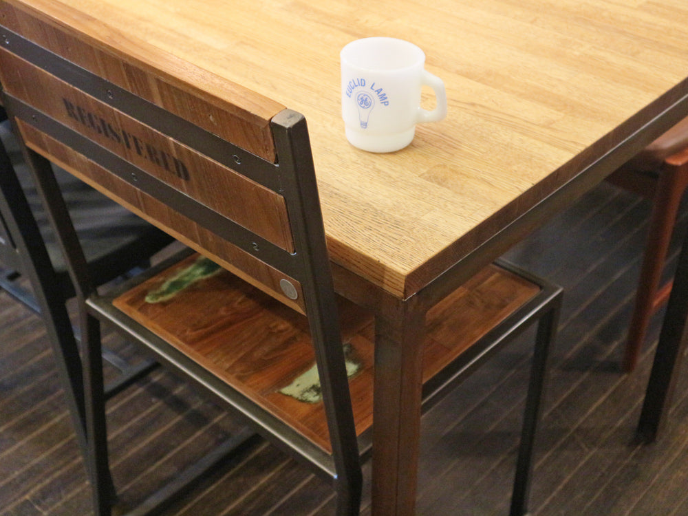 インダストリアルデザイン Industrial design ダイニングテーブル ワークテーブル 幅150 タモ無垢集成材 ～異素材の組み合わせによる、無骨な格好良さが光るテーブル～