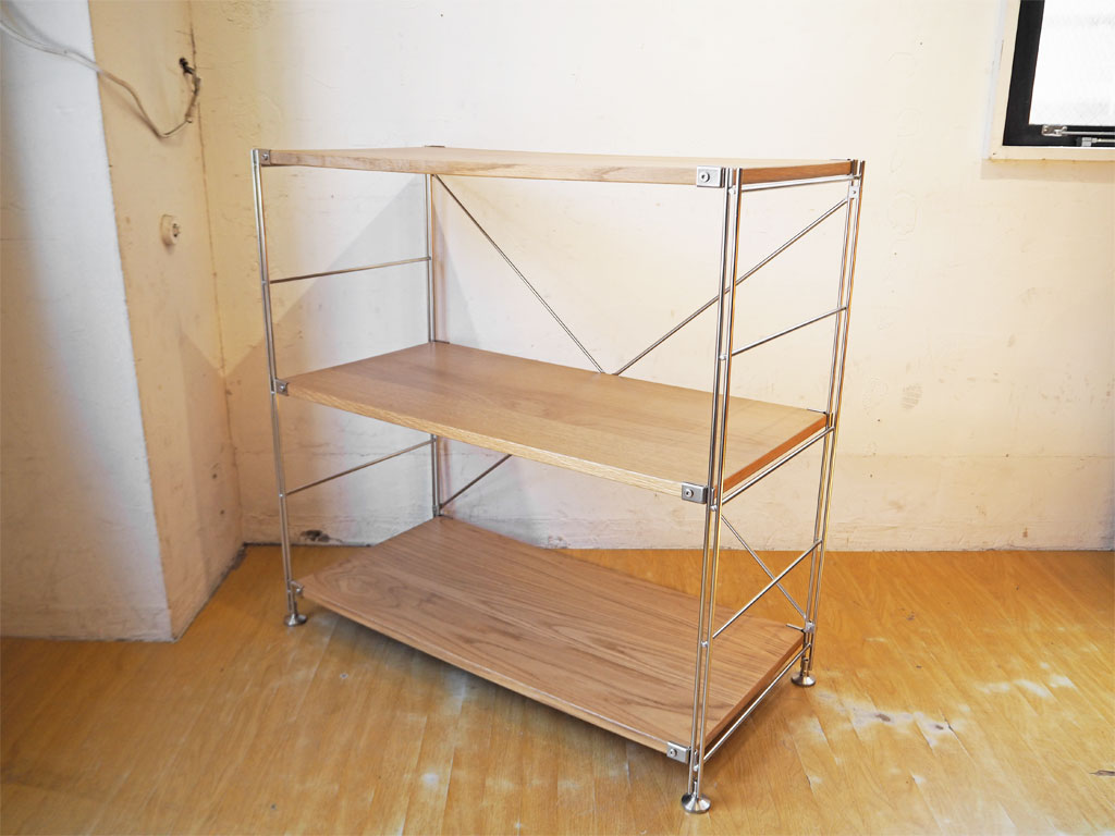 無印良品 MUJI ステンレスユニットシェルフ オーク材 3段 ステンレスクロスバー ナチュラルスタイル 中古品 買い取りしました。