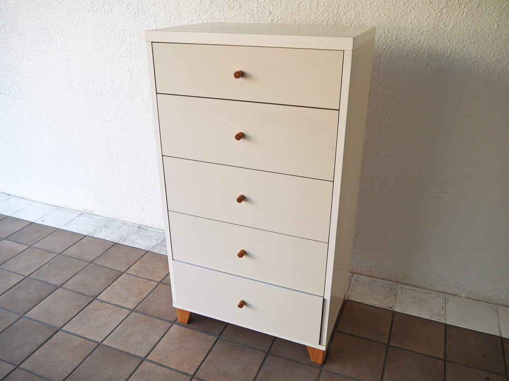 モモナチュラル Momo natural ラブチェスト LOVE CHEST トールチェスト 抽斗5杯 ホワイト  中古品 買い取りしました。