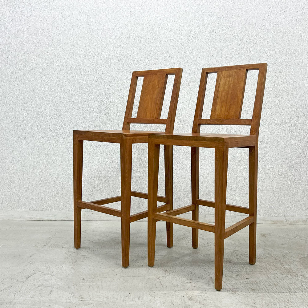 【登戸BASE店】チーク 無垢材 teak wood ハイチェア カウンターチェア OLD JAVA アジアン スタイル 2脚 買取させていただきました。
