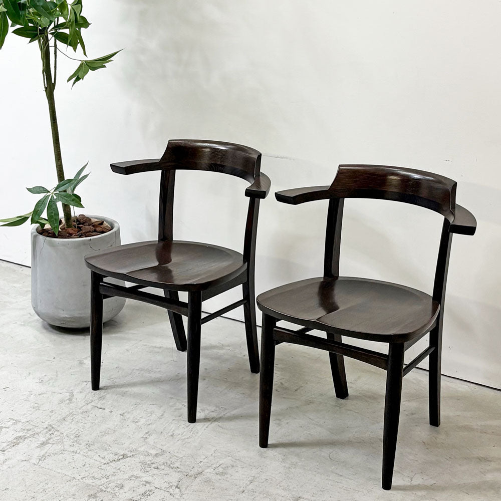 【祖師ヶ谷大蔵店】柏木工 KASHIWA ソフィー Sophie ダイニングチェア オーク無垢材 ハーフアーム ダークブラウン ナチュラル 飛騨家具 2脚 買取させていただきました。