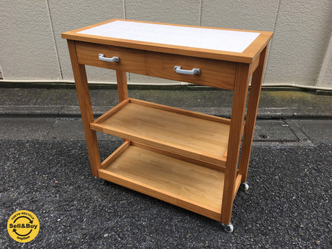 モモナチュラル MomoNatural ランド LAND タイルトップ キッチンワゴン ～ キッチンに優しさと明るさ、そして温もりを。 【買取と販売とレンタルのお店】