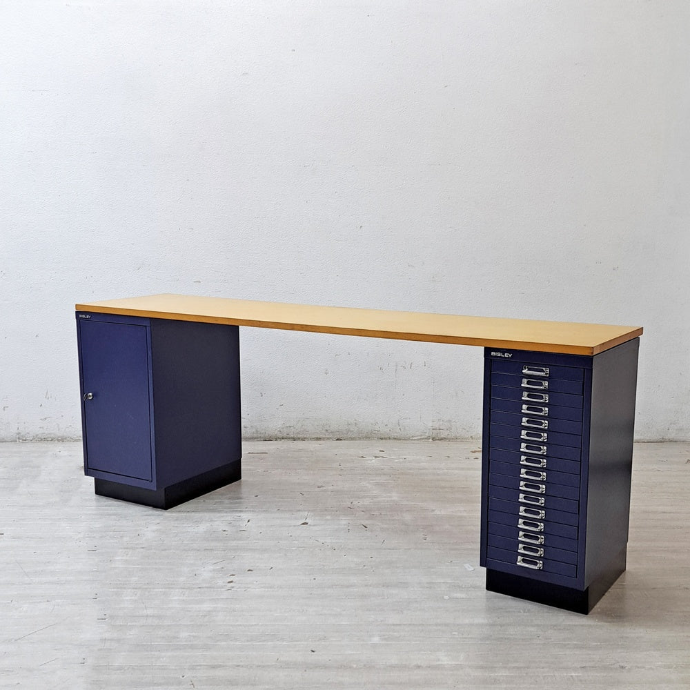 【祖師ヶ谷大蔵店】ビスレー BISLEY ベーシック BASIC 29/16B A4キャビネット＋BA3/29 キャビネット ロッカー＋木天板 デスク仕様 3点セット ブルー × ナチュラル 希少廃番 英国 買取させていただきました。