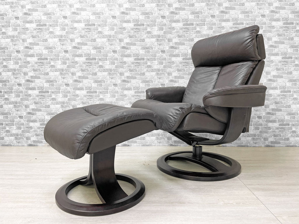 IMG Comfort ノルディック Nordic 85 リクライニングチェア & オットマン 本革 ブラウン系 北欧 ノルウェー 中古品 買い取りしました。