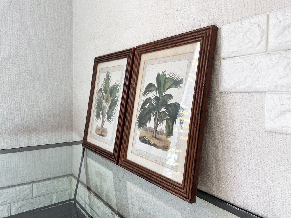 ビンテージスタイル Vintage Style 古材 アートフレーム ウォールアート ヤシの木 31×41cm 計2点  中古品  買い取りしました。